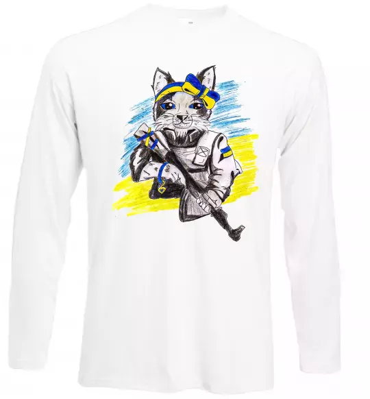 Лонгслив Котик ЗСУ Белый фото