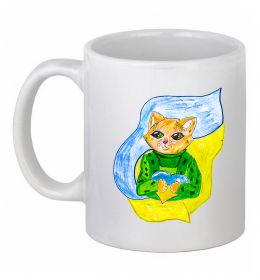 Чашка керамічна Котик ЗСУ прапор