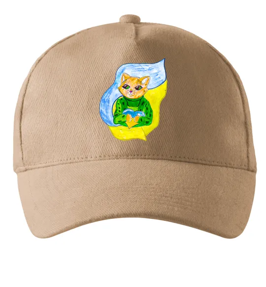 Кепка Котик ЗСУ прапор Пісочний фото