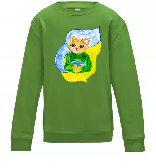 Детский Свитшот Котик ЗСУ прапор Лаймовый фото