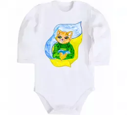 Детский боди Котик ЗСУ прапор Белый фото