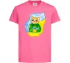 Дитяча футболка Котик ЗСУ прапор Яскраво-рожевий фото