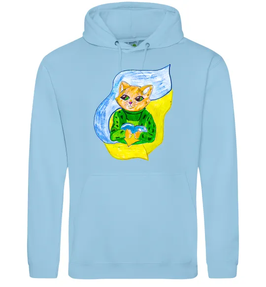 Чоловіча толстовка (худі) Котик ЗСУ прапор Блакитний фото