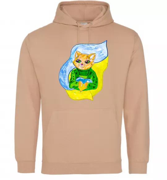 Женская толстовка (худи) Котик ЗСУ прапор Песочный фото