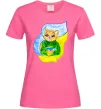 Женская футболка Котик ЗСУ прапор Ярко-розовый фото