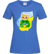 Женская футболка Котик ЗСУ прапор Ярко-синий фото