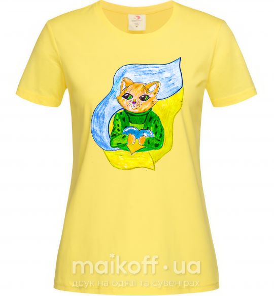 Жіноча футболка Котик ЗСУ прапор Лимонний фото