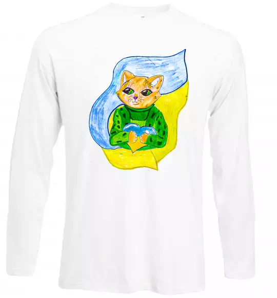 Лонгслив Котик ЗСУ прапор Белый фото