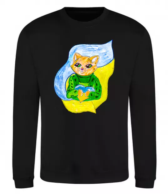 Світшот Котик ЗСУ прапор Чорний фото