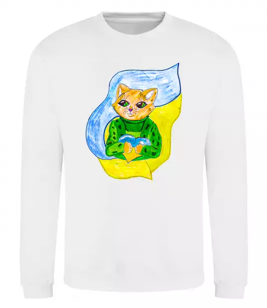 Світшот Котик ЗСУ прапор Білий фото