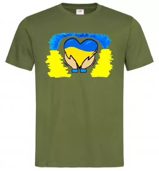 Чоловіча футболка Серце України Оливковий фото