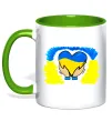 Чашка с цветной ручкой Серце України Зеленый фото