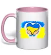 Чашка с цветной ручкой Серце України Нежно розовый фото