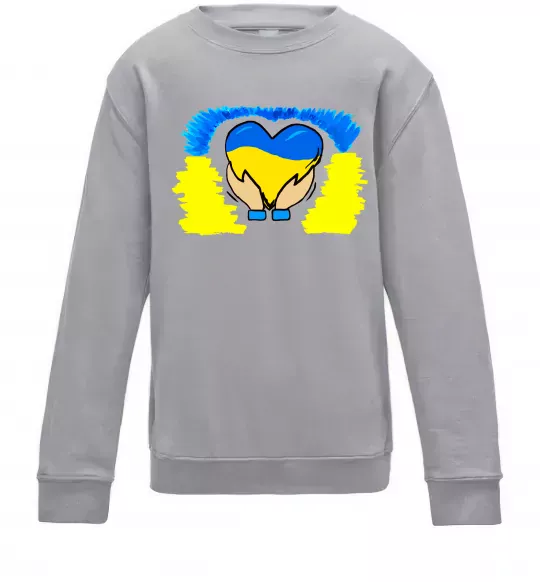 Дитячий світшот Серце України Сірий меланж фото