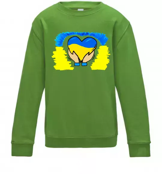 Дитячий світшот Серце України Лаймовий фото