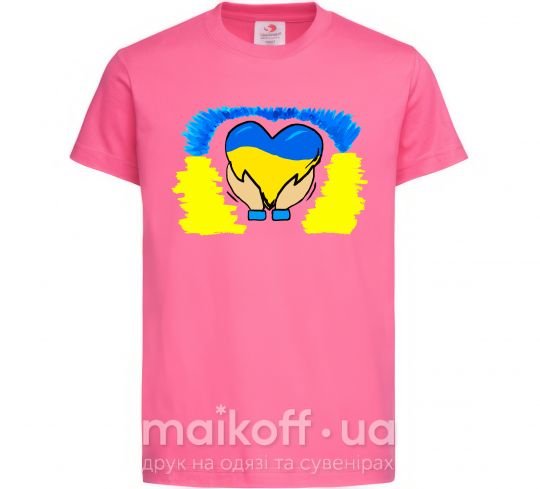 Дитяча футболка Серце України Яскраво-рожевий фото