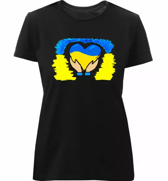 Женская премиум футболка Серце України Черный фото