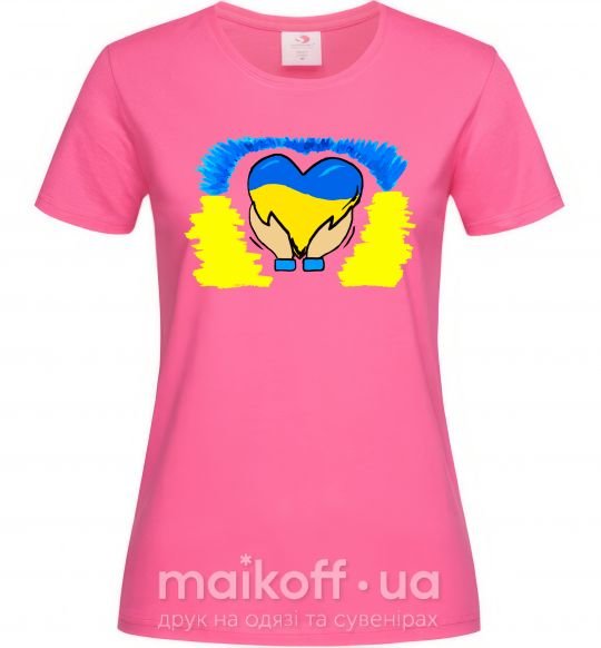 Жіноча футболка Серце України Яскраво-рожевий фото