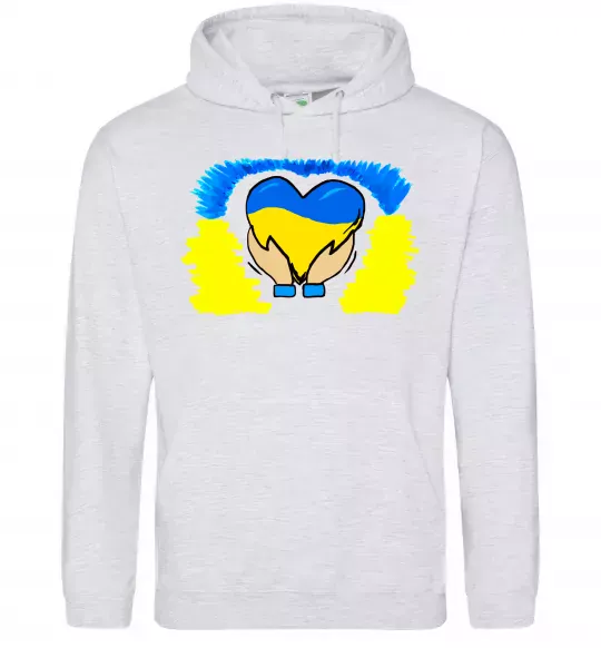 Жіноча толстовка (худі) Серце України Сірий меланж фото