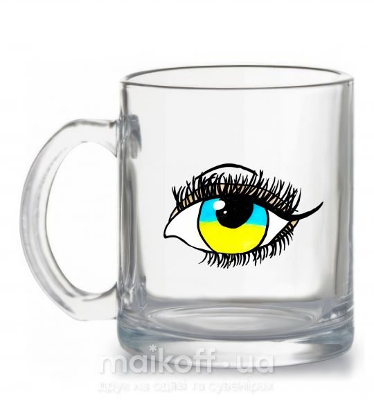 Чашка стеклянная Око жовто блакитне Прозрачный фото