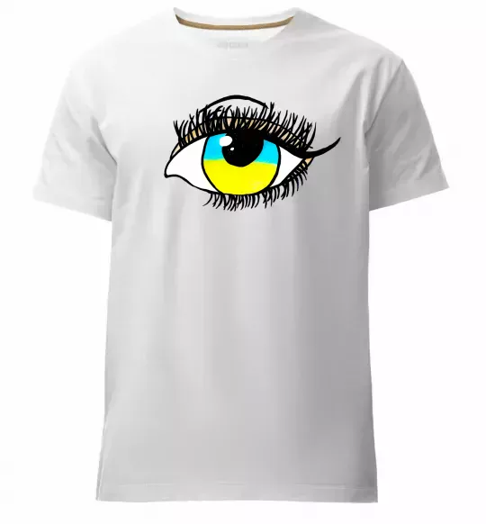 Чоловіча преміум футболка Око жовто блакитне Білий фото