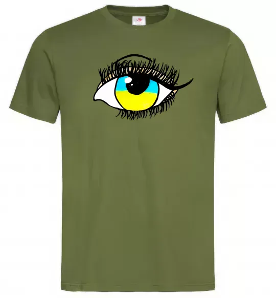 Мужская футболка Око жовто блакитне Оливковый фото