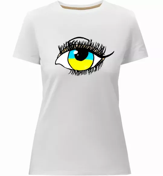 Женская премиум футболка Око жовто блакитне Белый фото