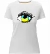 Женская премиум футболка Око жовто блакитне Белый фото