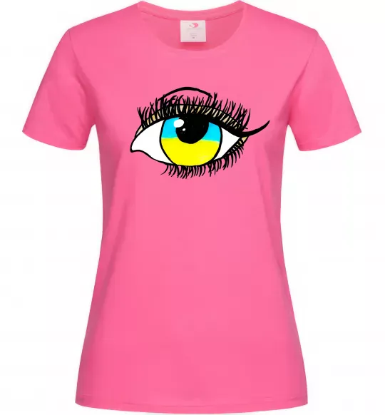 Жіноча футболка Око жовто блакитне Яскраво-рожевий фото