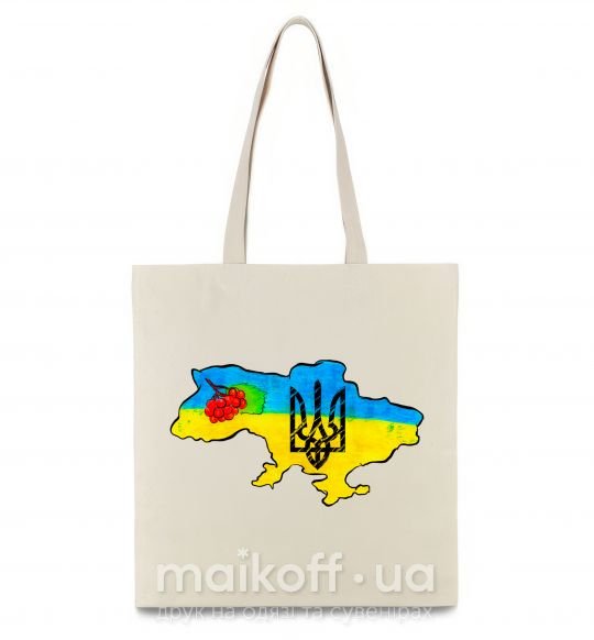 Эко-сумка Україна герб калина Бежевый фото