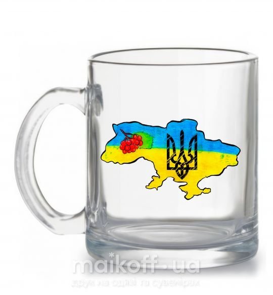 Чашка стеклянная Україна герб калина Прозрачный фото