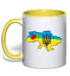 Чашка з кольоровою ручкою Україна герб калина Сонячно жовтий Чашка з кольоровою ручкою Україна герб калина Сонячно жовтий фото