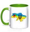 Чашка з кольоровою ручкою Україна герб калина Зелений фото