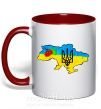 Чашка с цветной ручкой Україна герб калина Красный фото