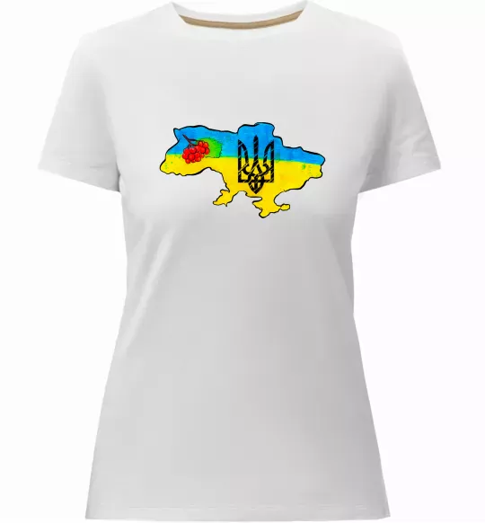Жіноча преміум футболка Україна герб калина Білий фото