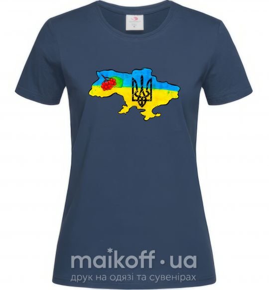 Женская футболка Україна герб калина Темно-синий фото