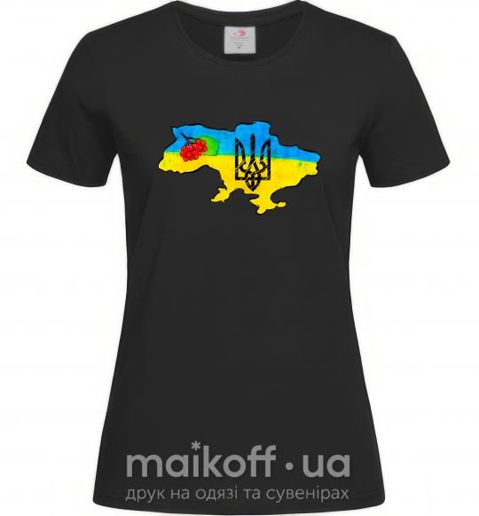 Женская футболка Україна герб калина Черный фото
