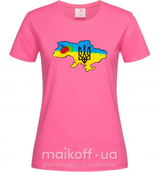 Жіноча футболка Україна герб калина Яскраво-рожевий фото