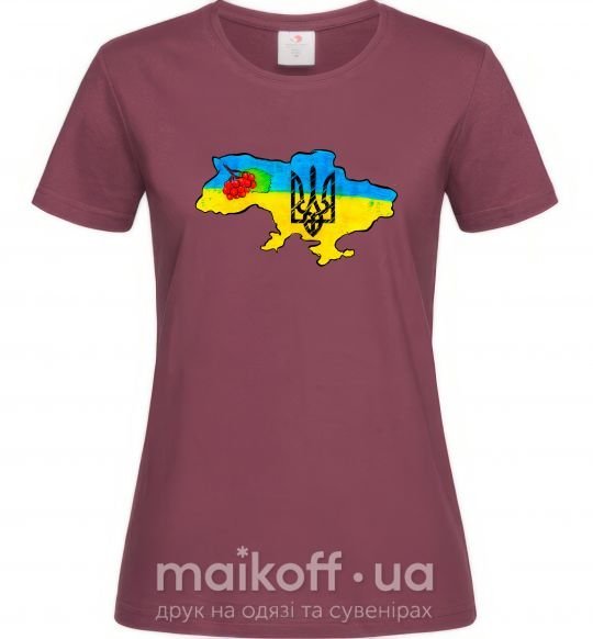 Женская футболка Україна герб калина Бордовый фото