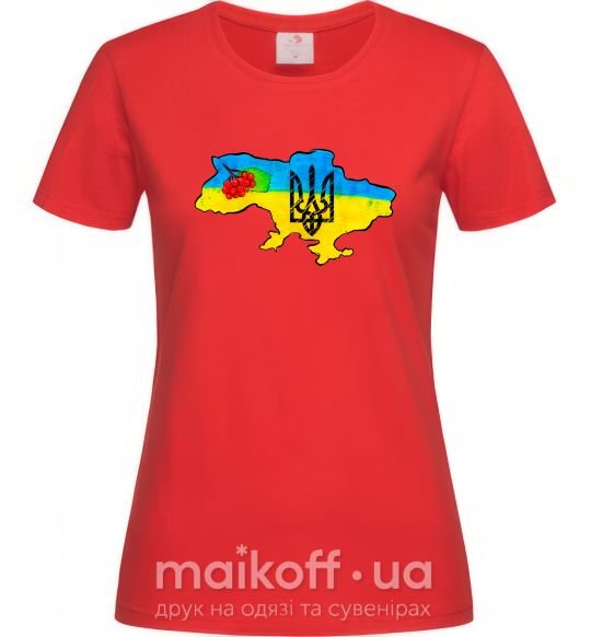 Жіноча футболка Україна герб калина Червоний фото