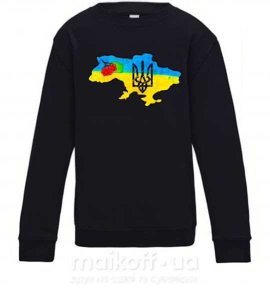 Детский Свитшот Україна герб калина Черный фото