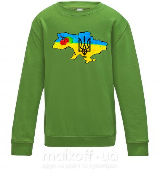 Детский Свитшот Україна герб калина Лаймовый фото