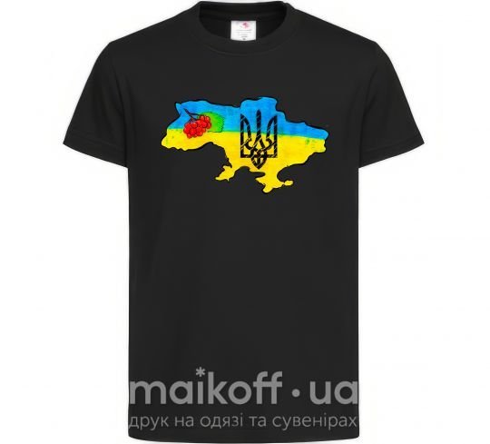 Дитяча футболка Україна герб калина Чорний фото