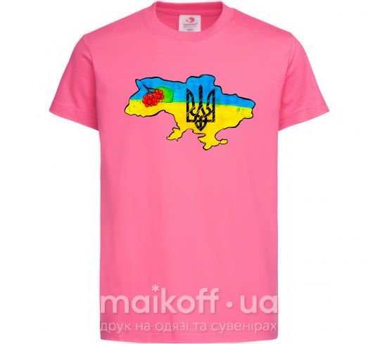 Дитяча футболка Україна герб калина Яскраво-рожевий фото