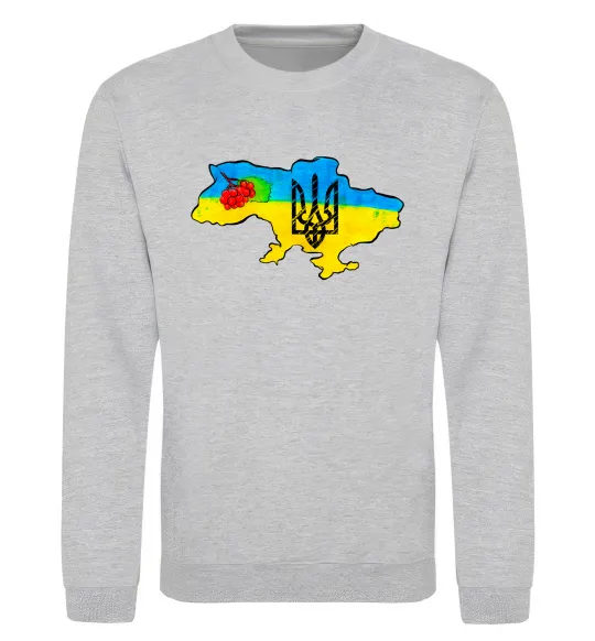 Свитшот Україна герб калина Серый меланж фото
