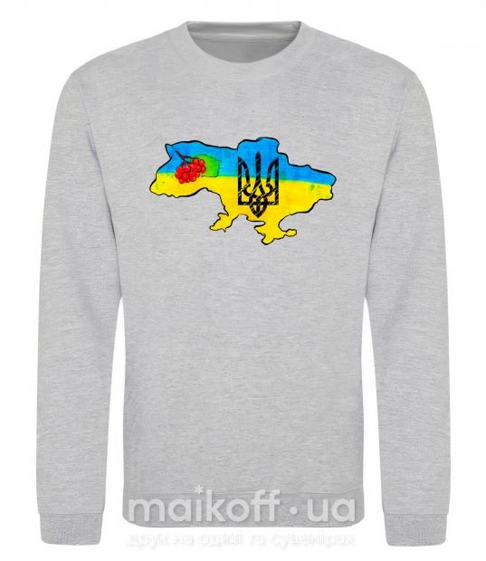 Свитшот Україна герб калина Серый меланж фото
