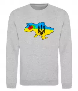 Свитшот Україна герб калина Серый меланж фото