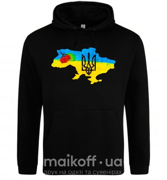 Чоловіча толстовка (худі) Україна герб калина Чорний фото