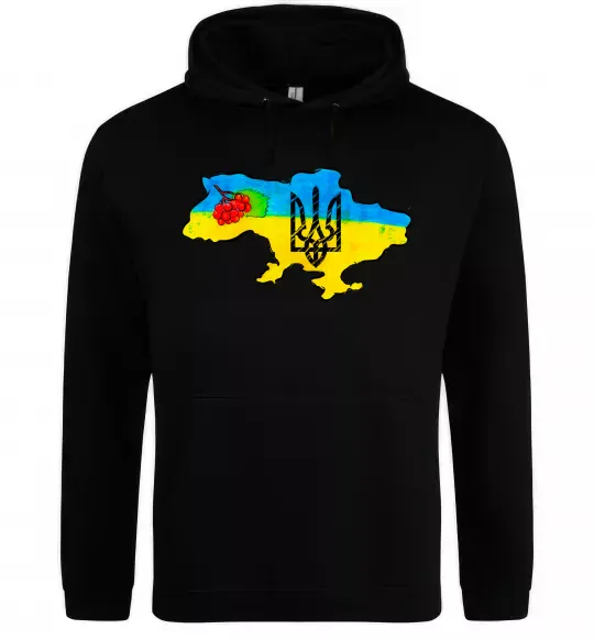 Чоловіча толстовка (худі) Україна герб калина Чорний фото