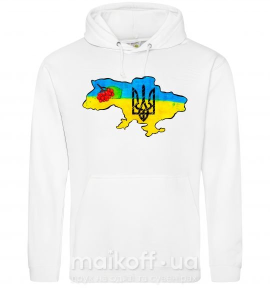 Мужская толстовка (худи) Україна герб калина Белый фото